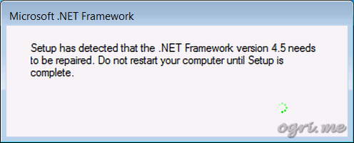 Repair install - step 11 - OS first start: .NET Framework repairing